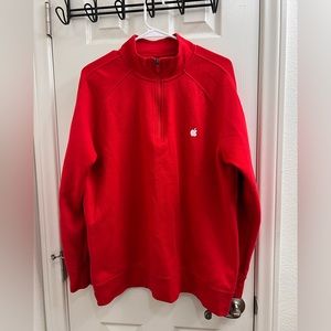 Apple Red Quarter Zip Pullover Sweater Sweatshirt Adult Size XL